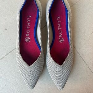 Rothy's Women's Cream and Blue Pointed Flats